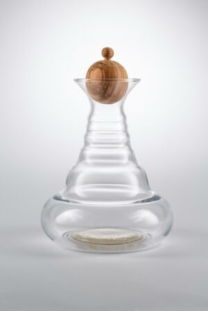 Carafe ALLADIN dynamisante avec fleur de vie or avec bouchon en olivier